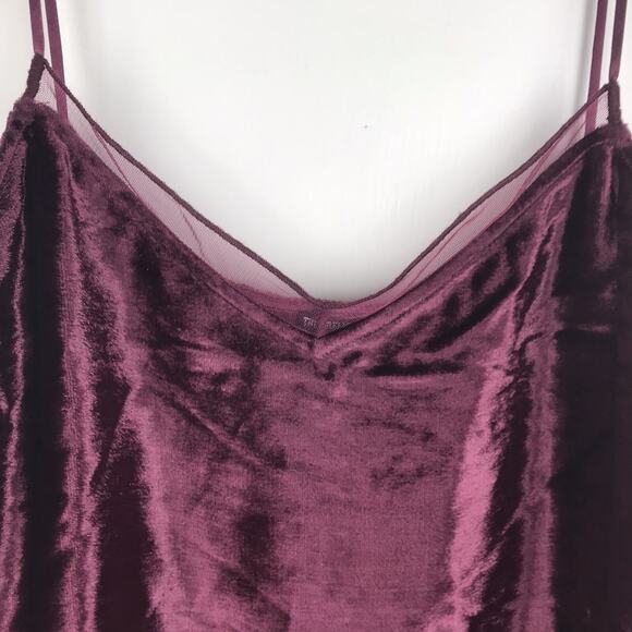 NWT True Religion Velvet Camisole Spaghetti Strap Tank Top V-Neck Merlot Medium - Picture 2 of 8